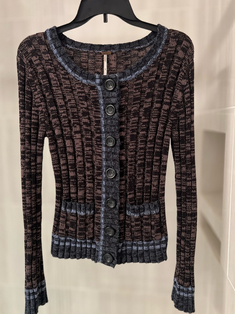 Free People Ribbed Knit Button Front Cardigan Sweater